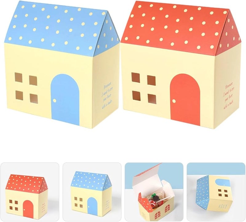 GLEAVI 20 Piece House Shaped Candy Cookie Boxes 10 Blue 10 Orange Party Favor Containers - Image 4